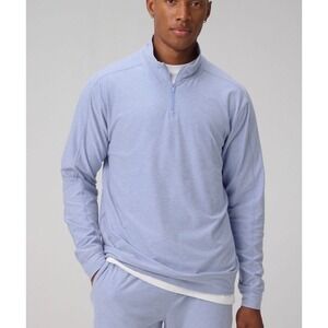 Fabletics Mens 2X Quarter Zip Pullover Light Blue Heather Performance Active Top